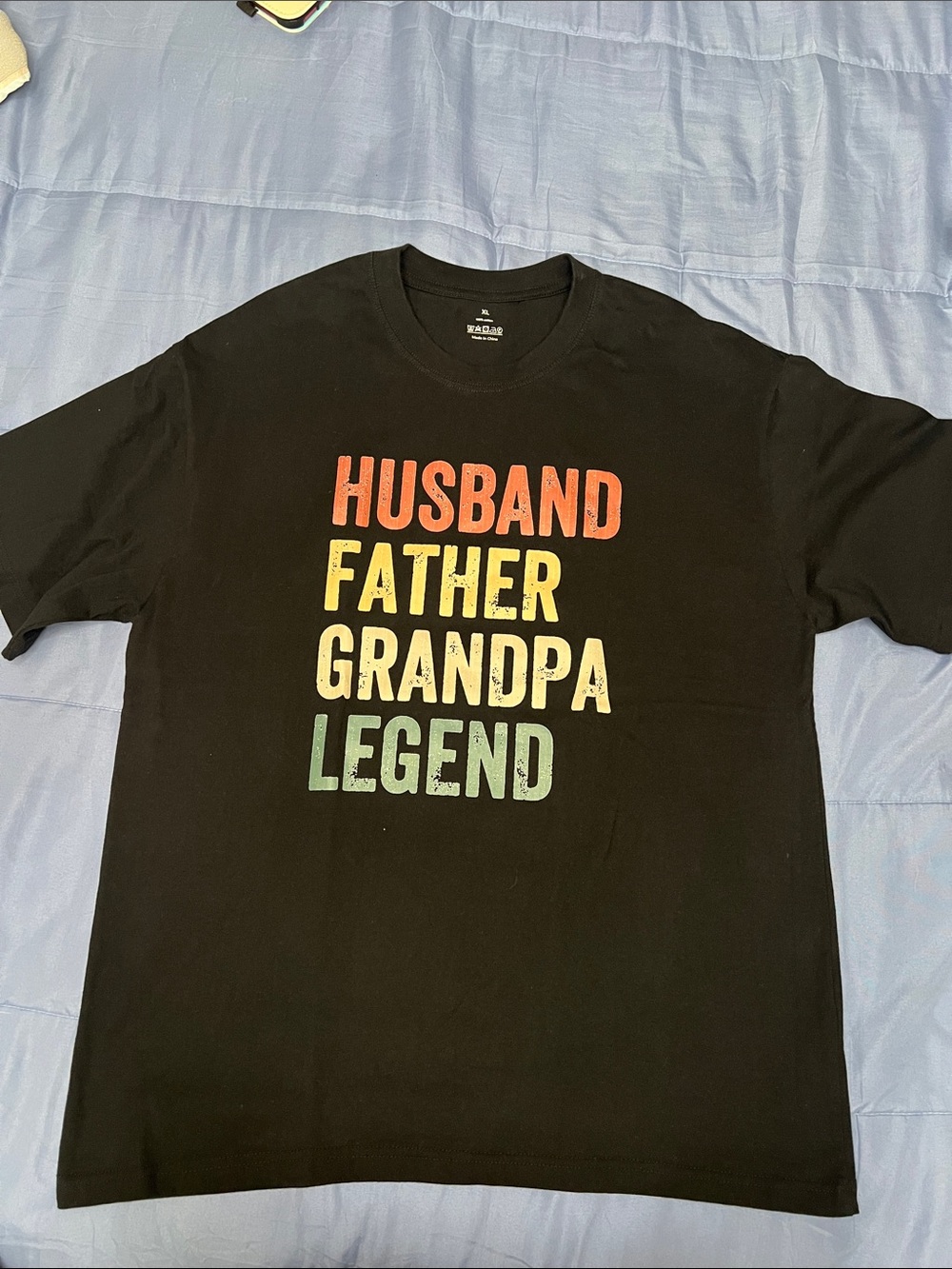 Men's Black Graphic Tee - "Husband Father Grandpa Legend"